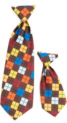 The Worthy Dog Autumn Argyle Dog Neck Tie, Brown, Large slide 2 of 3