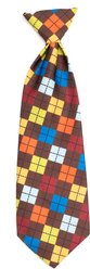 The Worthy Dog Autumn Argyle Dog Neck Tie, Brown, Large