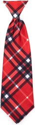 The Worthy Dog Bias Plaid Dog Neck Tie, Red, Small
