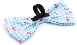 The Worthy Dog Gingham Flamingos Dog Bow Tie, Aqua, White, Small slide 2 of 3