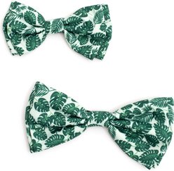 The Worthy Dog Tropical Leaves Dog Bow Tie, Green, Large slide 2 of 3