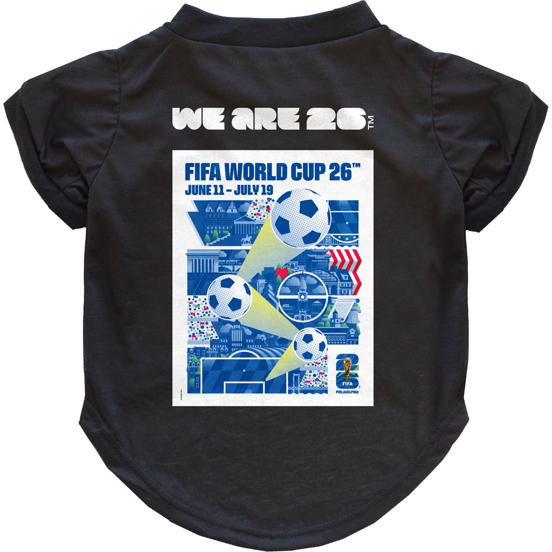 Littlearth FIFA World Cup 2026 Host City Poster Dog T-Shirt, X-Small, Philadelphia