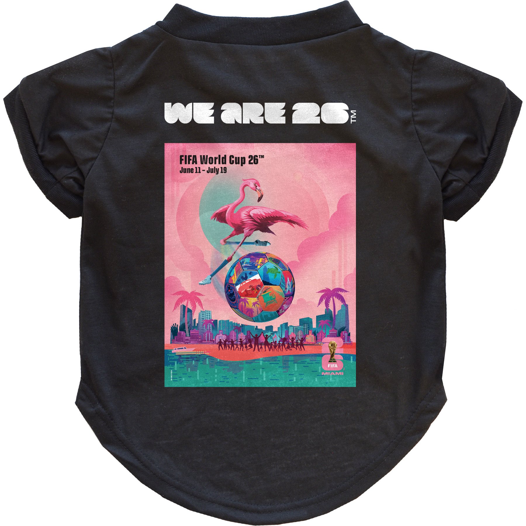 Littlearth FIFA World Cup 2026 Host City Poster Dog T-Shirt, Large, Miami