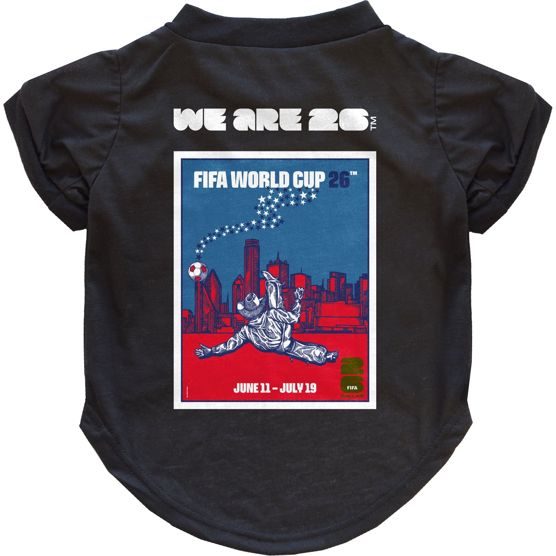 Littlearth FIFA World Cup 2026 Host City Poster Dog T-Shirt, Small, Dallas