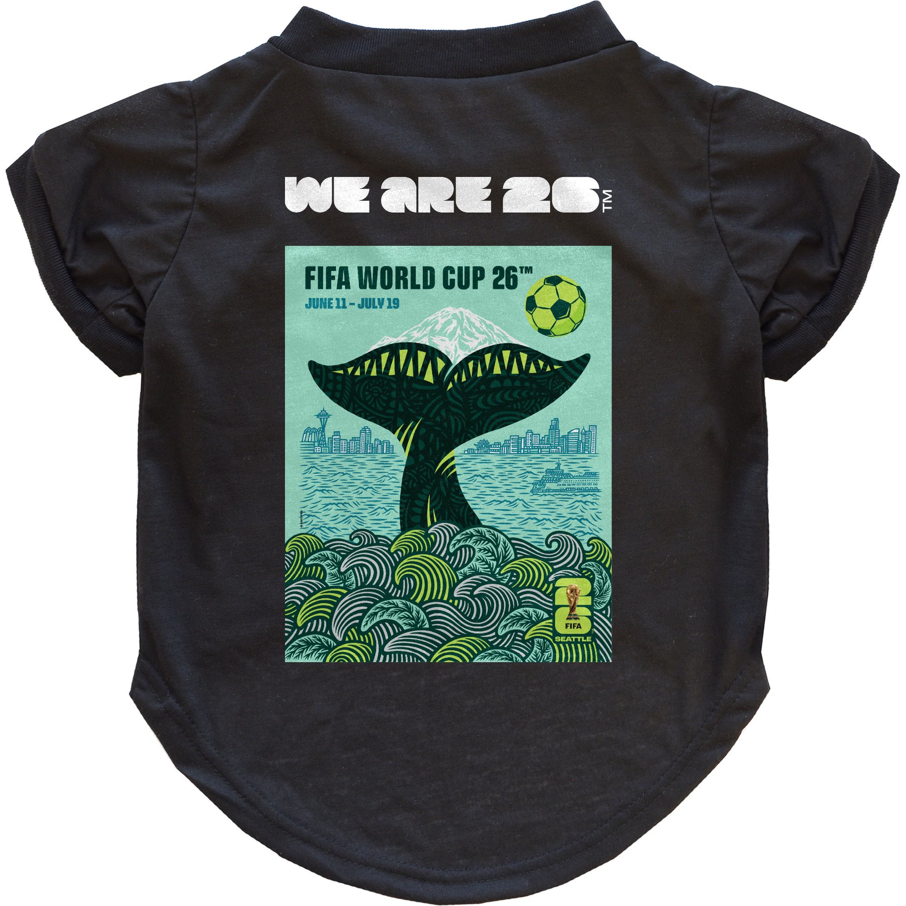 Littlearth FIFA World Cup 2026 Host City Poster Dog T-Shirt, Large, Seattle
