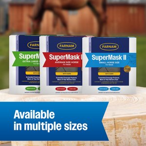 Farnam SuperMask II Horse Fly Mask with Covered Ears, White, Horse