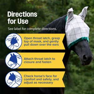 Farnam SuperMask II Horse Fly Mask with Covered Ears, White, Horse