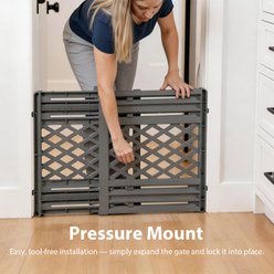 allforpaws Lifestyle Plastic Free-Standing Dog Fence Gate, Grey, 41.7-in, 41.7 x 27.2 x 2 Inch slide 2 of 6