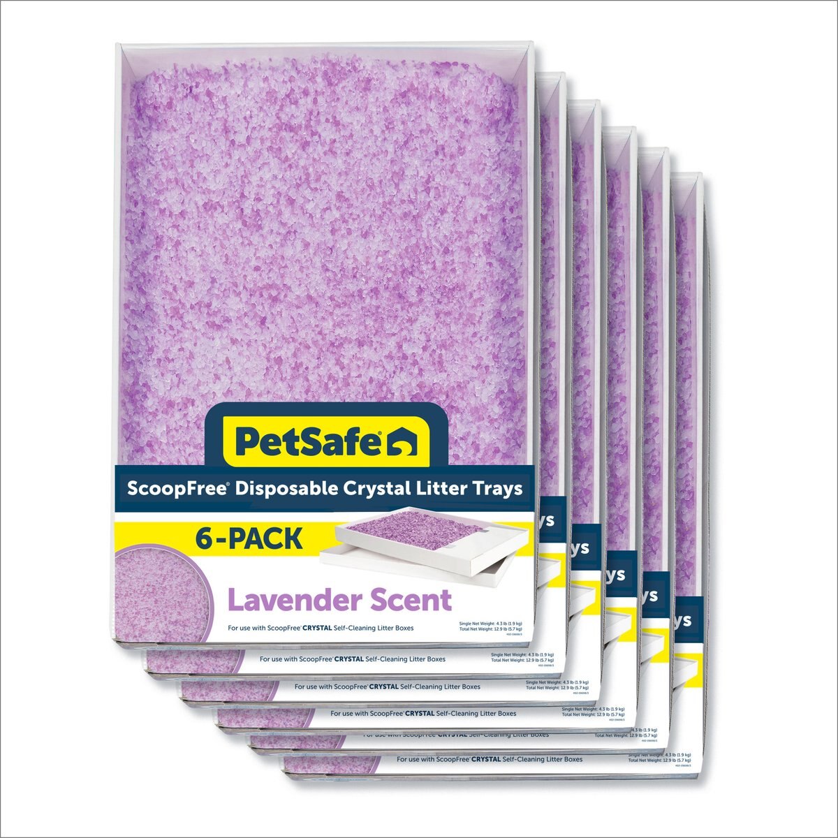 PetSafe ScoopFree Complete Disposable Crystal Cat Litter Trays, 6-Pack, Lavender