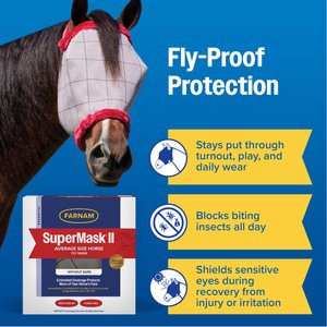 Farnam SuperMask II Horse Fly Mask Classic Collection, Color Varies, Horse