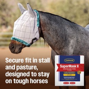 Farnam SuperMask II Horse Fly Mask with Covered Ears, White, Horse