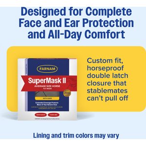 Farnam SuperMask II Horse Fly Mask with Covered Ears, White, Horse
