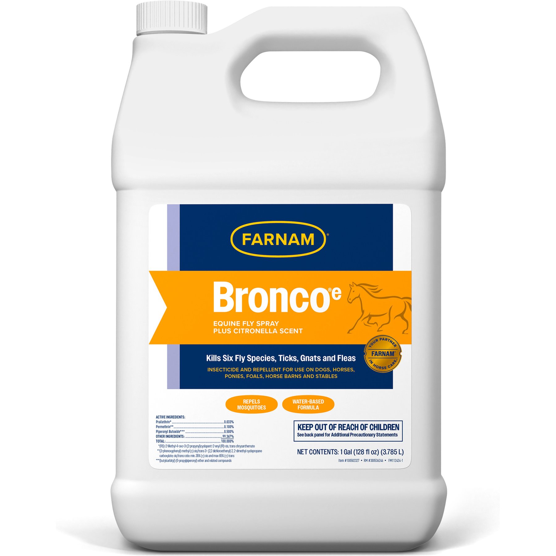 Farnam Bronco e Citronella Scented Equine Fly Spray, 1-gal bottle