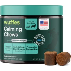 Wuffes Calming Stress Support with Relora, L-Tryptophan & Chamomile Pork Liver Flavored Soft Chew Supplement for Dogs, 60 count