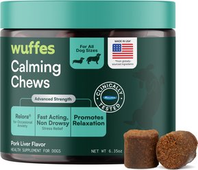 Wuffes Calming Stress Support with Relora, L-Tryptophan & Chamomile Pork Liver Flavored Soft Chew Supp...