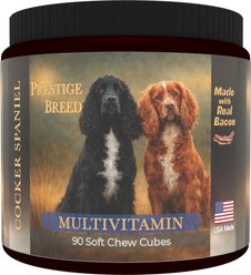 Prestige Breed Cocker Spaniel Multivitamins Digestive Health Bacon Flavored Supplement for Dogs, 90 count