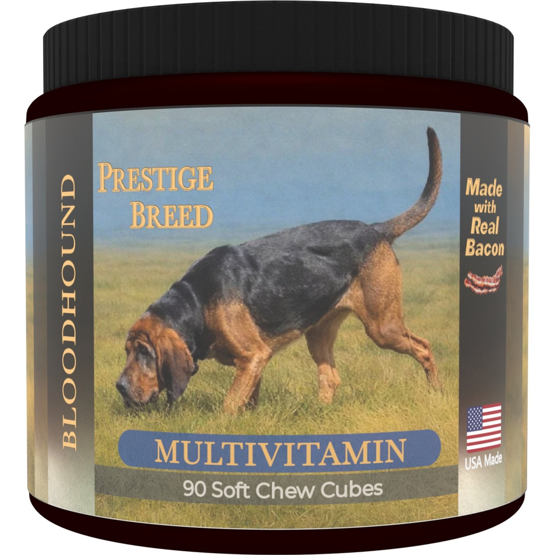 Prestige Breed Bloodhound Multivitamins Digestive Health Bacon Flavored Supplement for Dogs, 90 count