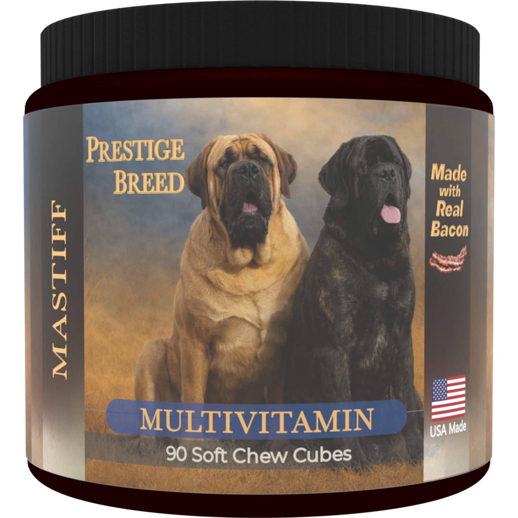 Prestige Breed Mastiff Multivitamins Digestive Health Bacon Flavored Supplement for Dogs, 90 count