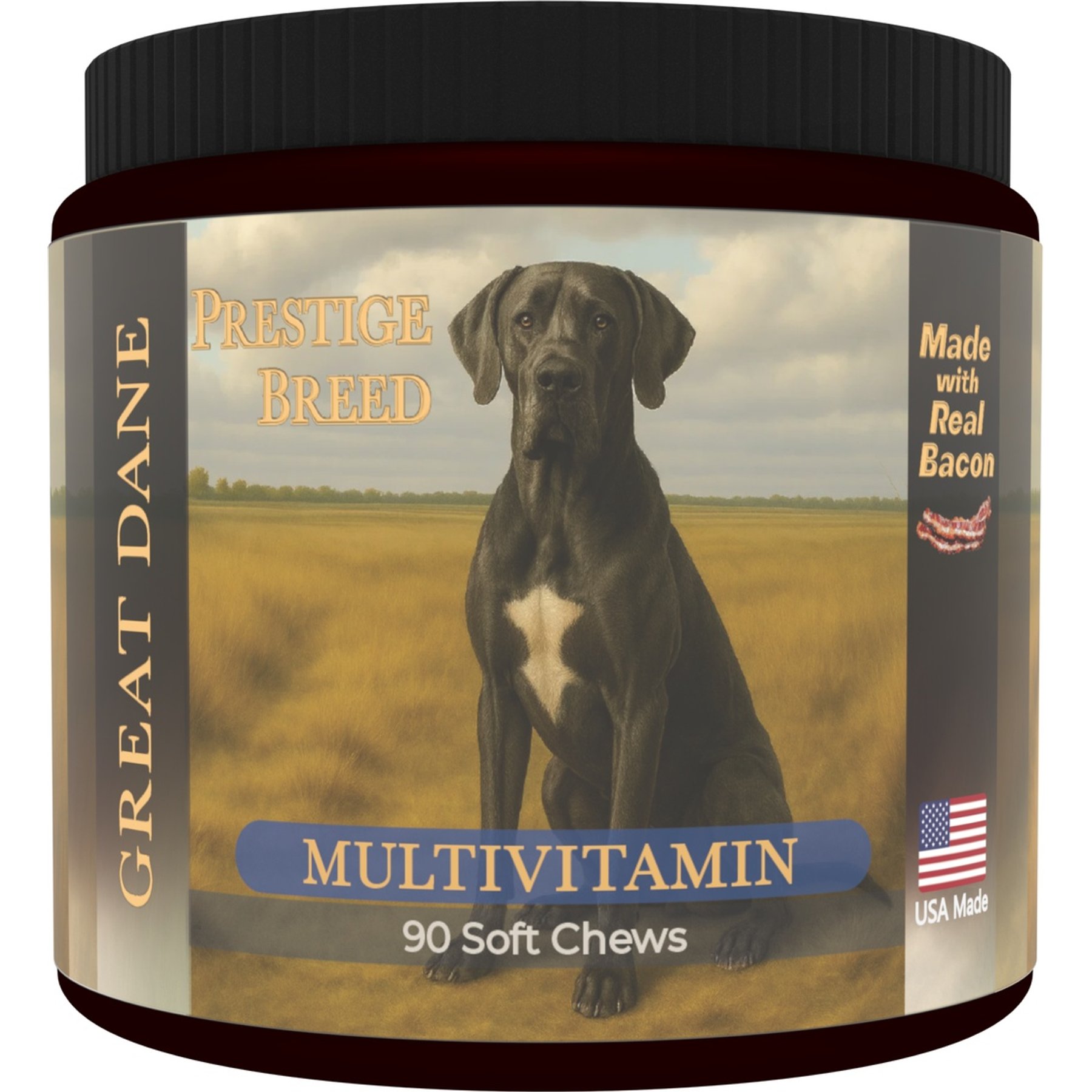 Prestige Breed Great Dane Multivitamins Digestive Health Bacon Flavored Supplement for Dogs, 90 count