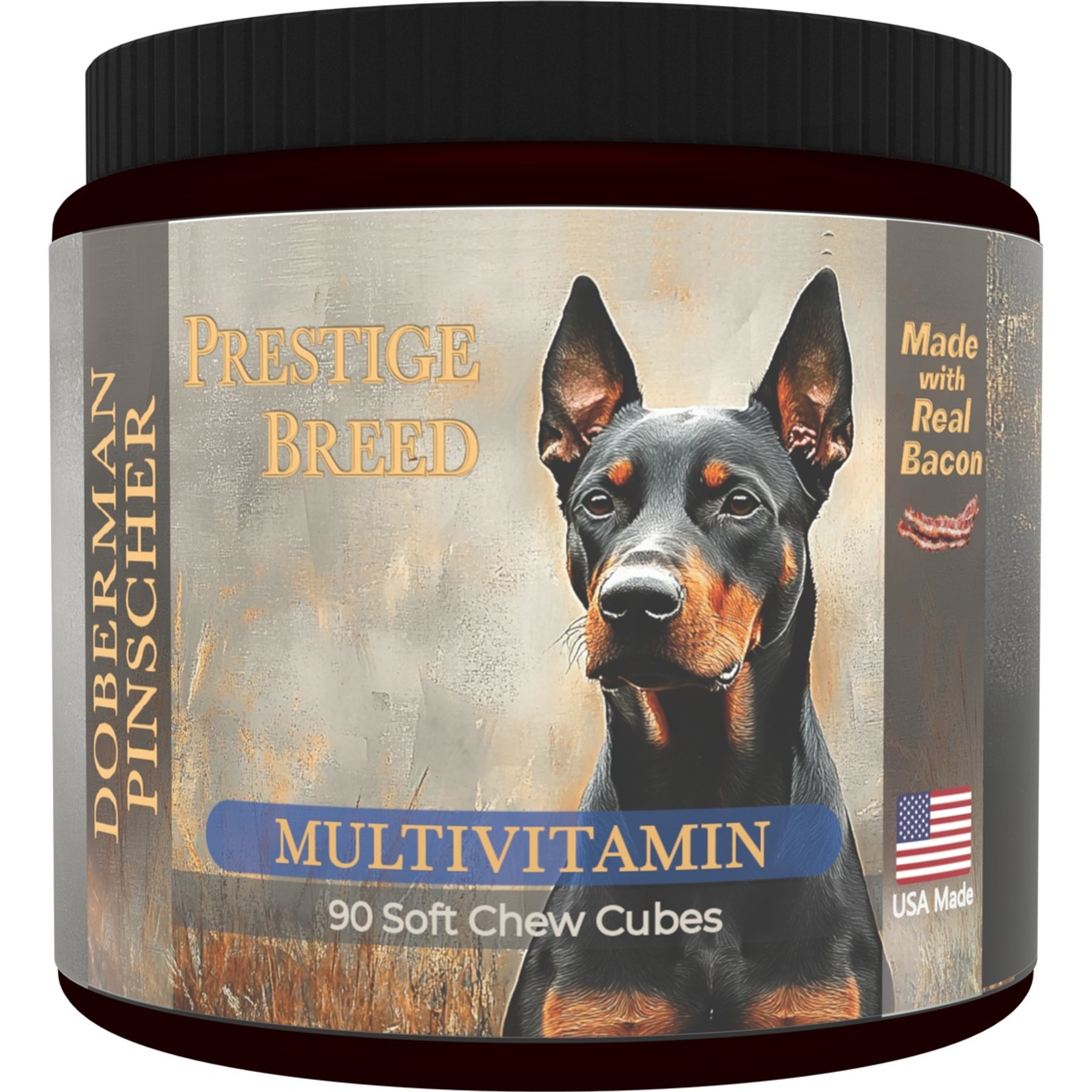 Prestige Breed Doberman Pinscher Multivitamins Digestive Health Bacon Flavored Supplement for Dogs, 90 count