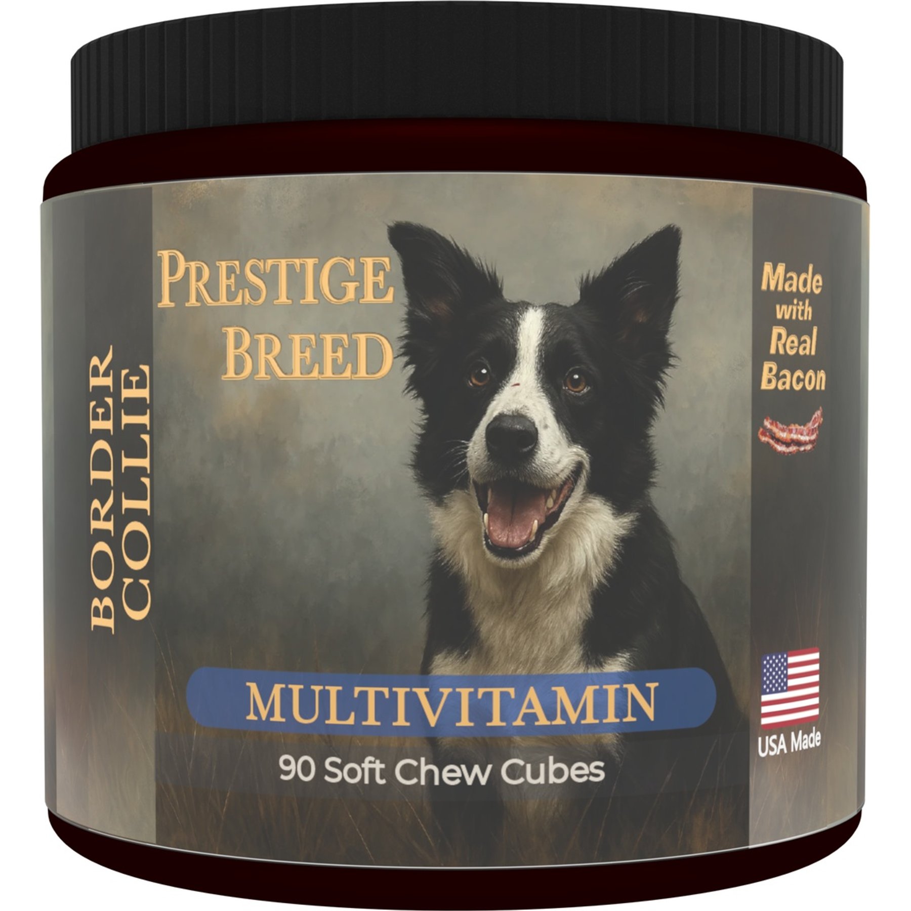 Prestige Breed Border Collie Multivitamins Digestive Health Bacon Flavored Supplement for Dogs, 90 count