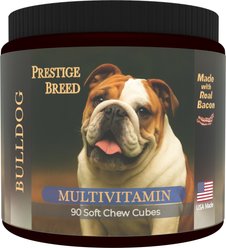 Prestige Breed Bulldog Multivitamins Digestive Health Bacon Flavored Supplement for Dogs, 90 count