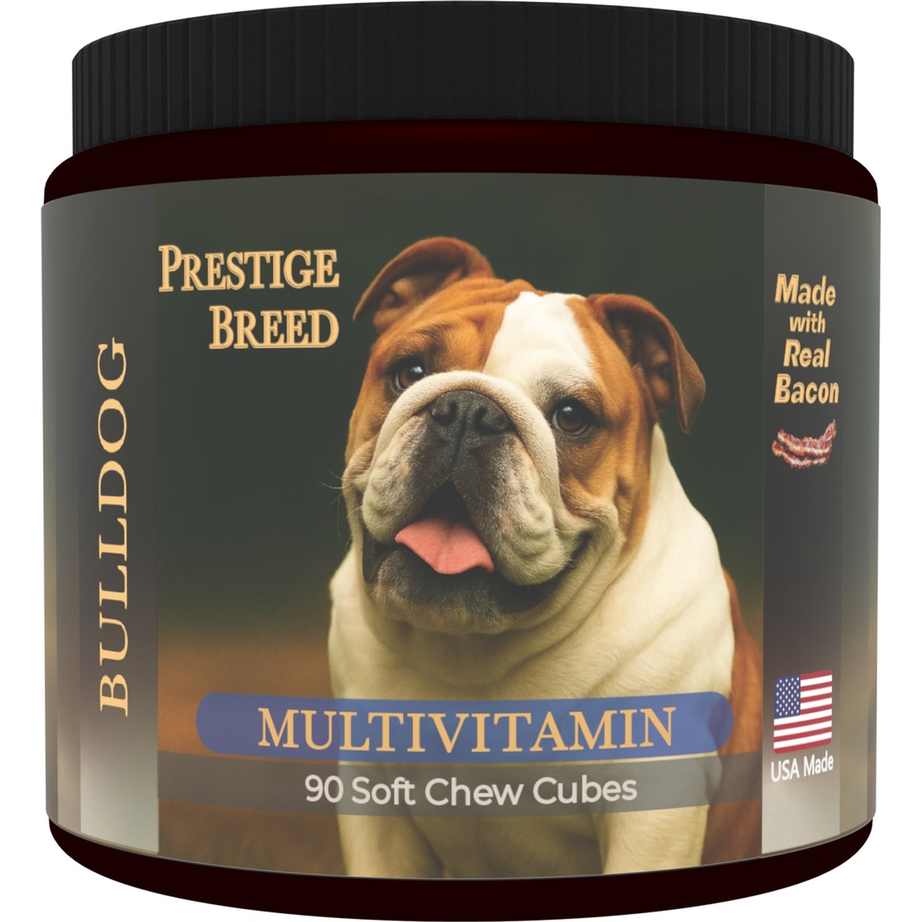 Prestige Breed Bulldog Multivitamins Digestive Health Bacon Flavored Supplement for Dogs, 90 count