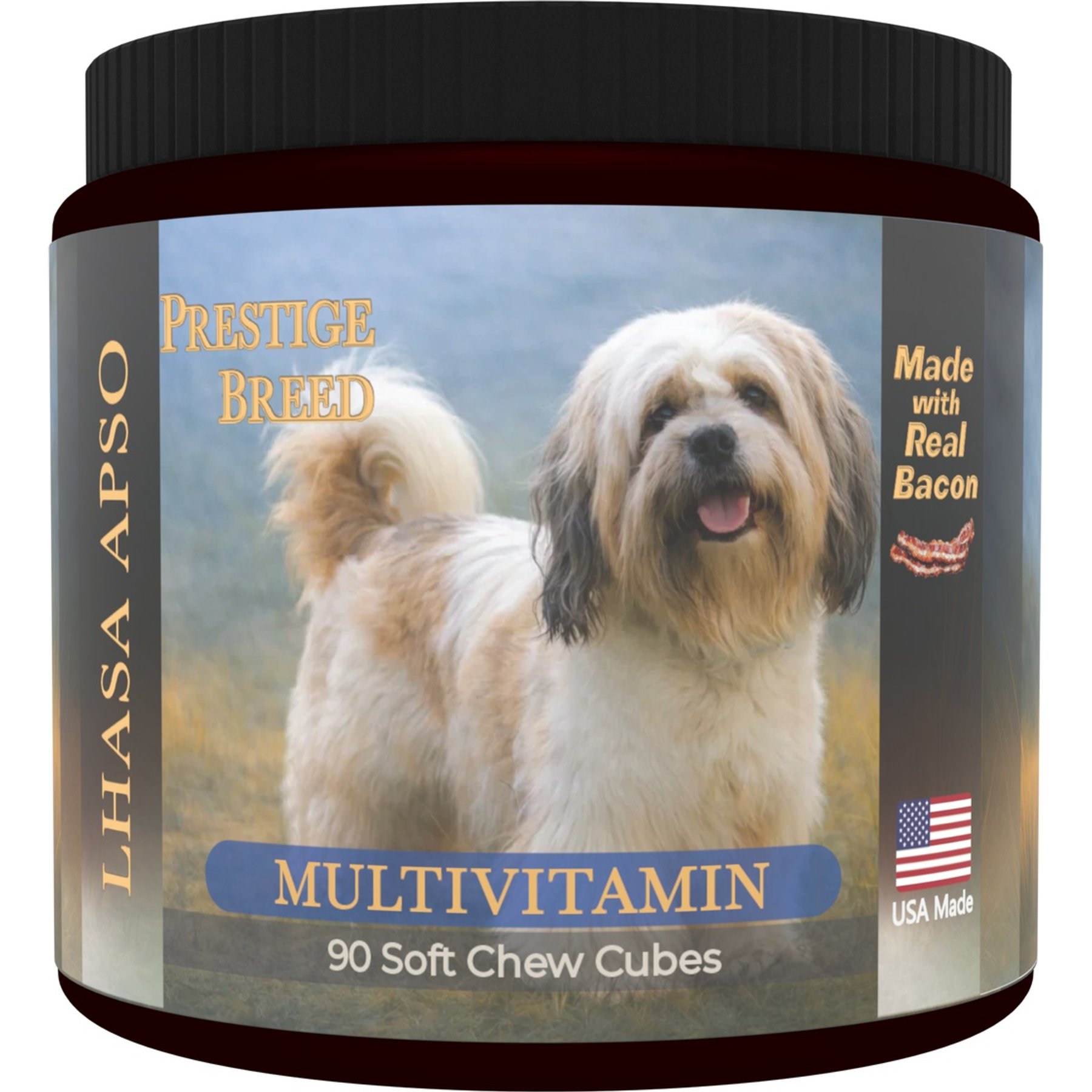 Prestige Breed Lhasa Apso Multivitamins Digestive Health Bacon Flavored Supplement for Dogs, 90 count