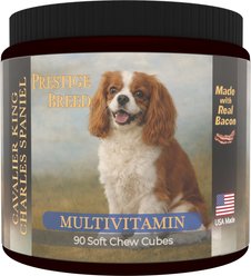 Prestige Breed Cavalier King Charles Spaniel Multivitamins Digestive Health Bacon Flavored Supplement for Dogs, 90 count