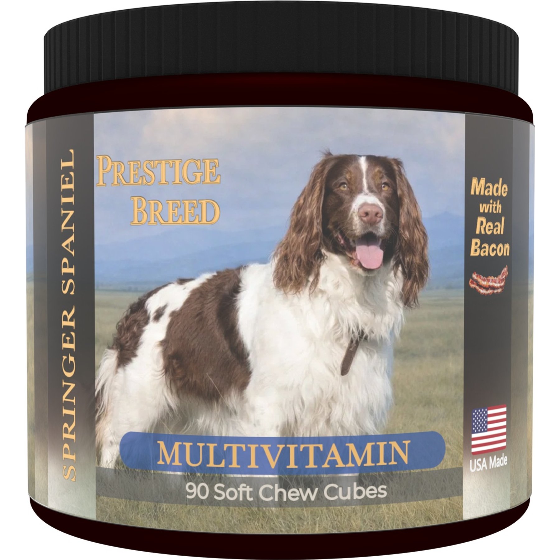 Prestige Breed Springer Spaniel Multivitamins Digestive Health Bacon Flavored Supplement for Dogs, 90 count
