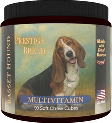 Prestige Breed Basset Hound Multivitamins Digestive Health Bacon Flavored Supplement for Dogs, 90 count