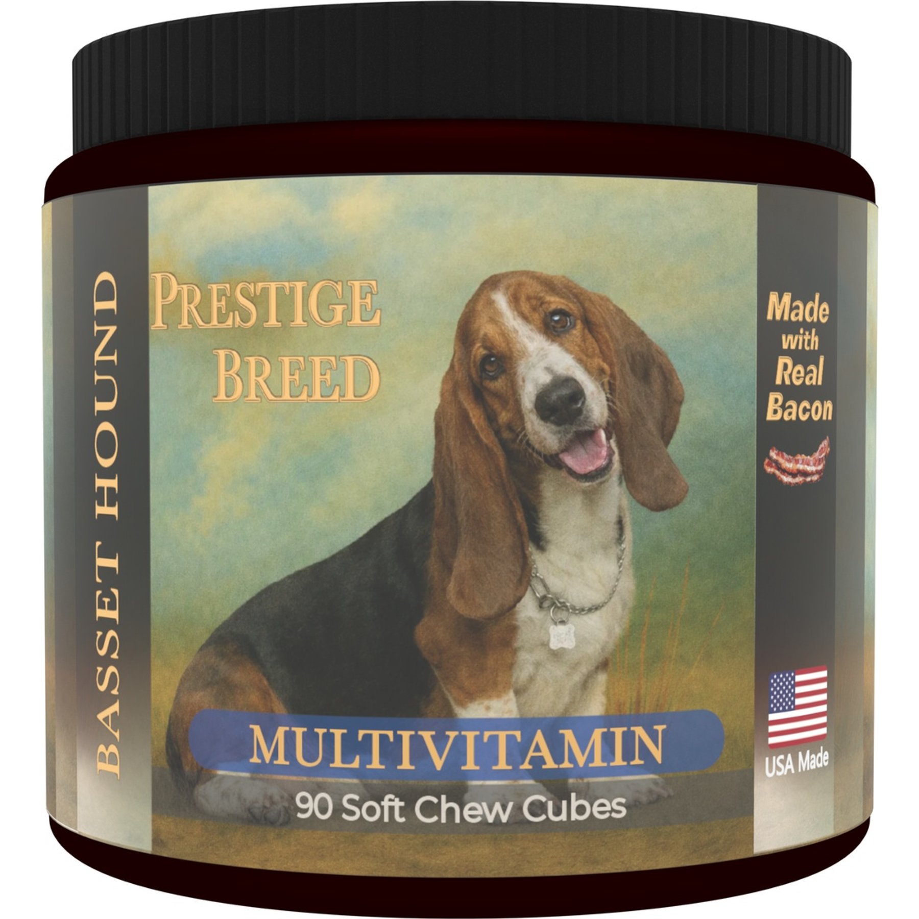 Prestige Breed Basset Hound Multivitamins Digestive Health Bacon Flavored Supplement for Dogs, 90 count
