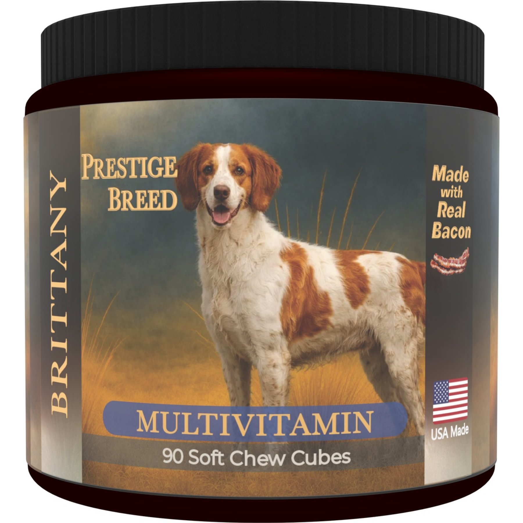 Prestige Breed Brittany Multivitamins Digestive Health Bacon Flavored Supplement for Dogs, 90 count