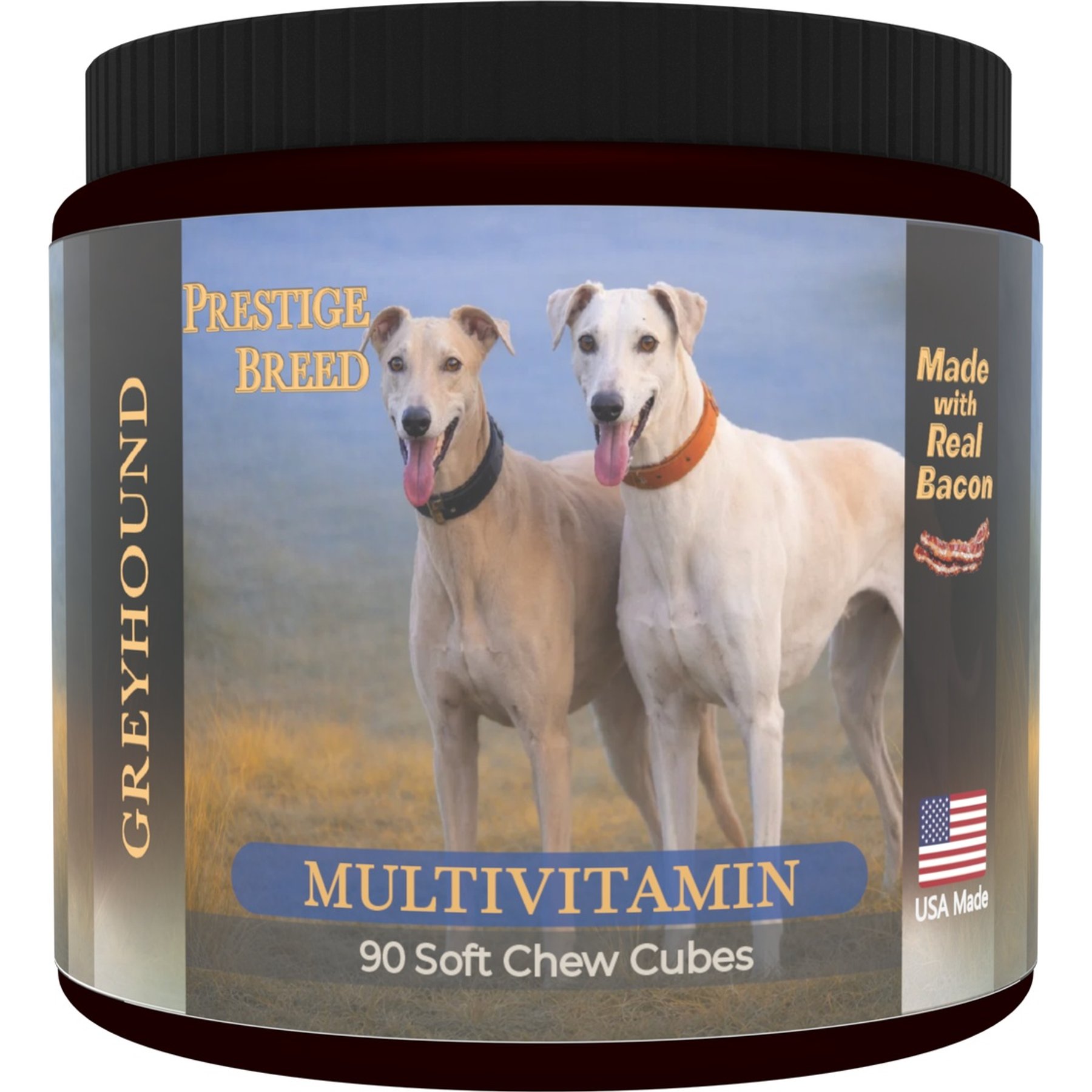 Prestige Breed Greyhound Multivitamins Digestive Health Bacon Flavored Supplement for Dogs, 90 count