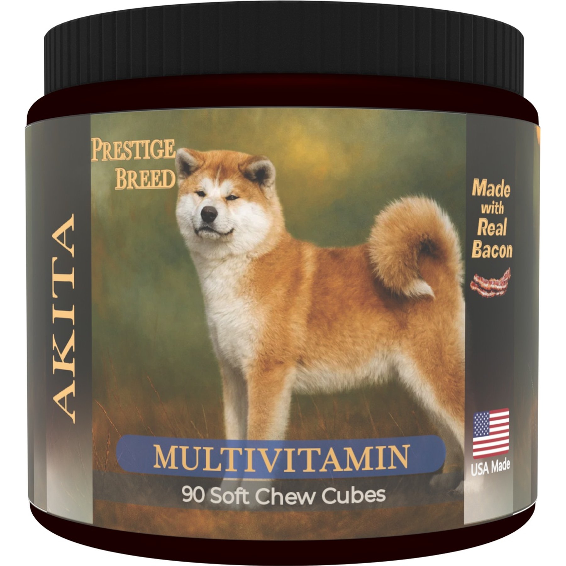 Prestige Breed Akita Multivitamins Digestive Health Bacon Flavored Supplement for Dogs, 90 count