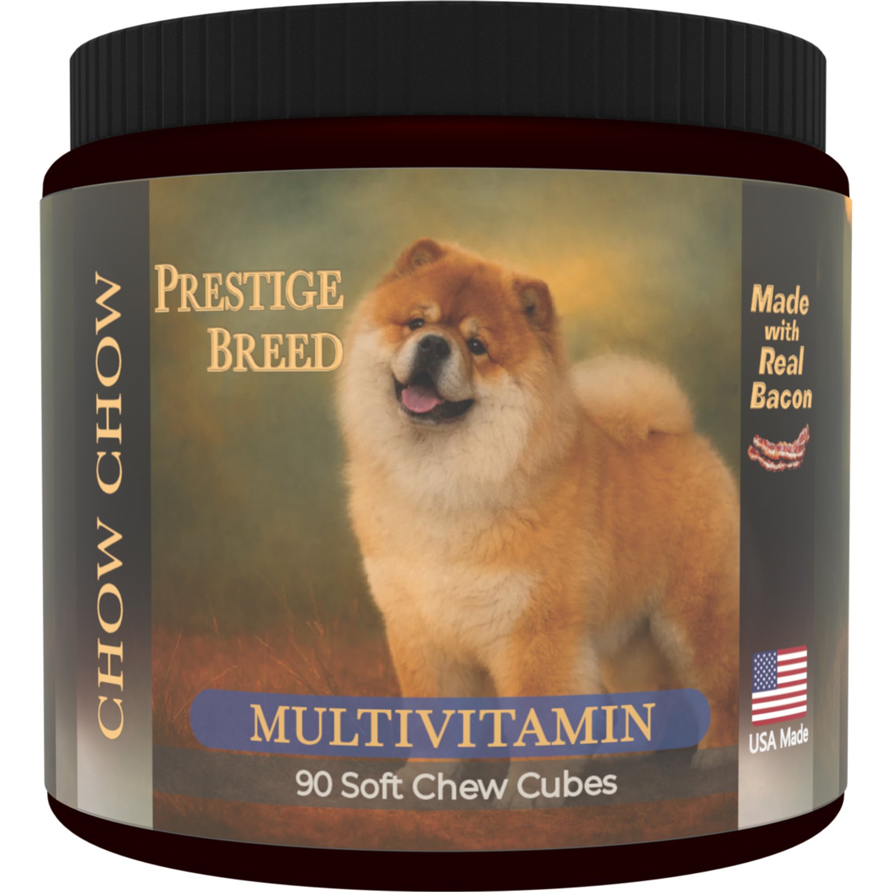 Prestige Breed Chow Chow Multivitamins Digestive Health Bacon Flavored Supplement for Dogs, 90 count