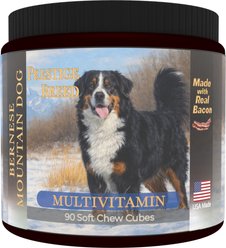 Prestige Breed Bernese Mountain Dog Multivitamins Digestive Health Bacon Flavored Supplement for Dogs, 90 count