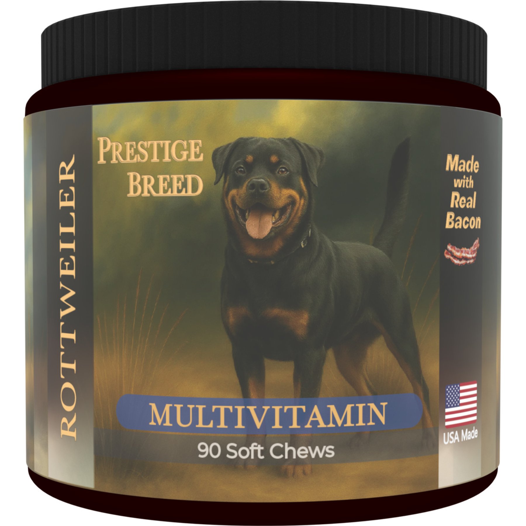 Prestige Breed Rottweiler Multivitamins Digestive Health Bacon Flavored Supplement for Dogs, 90 count