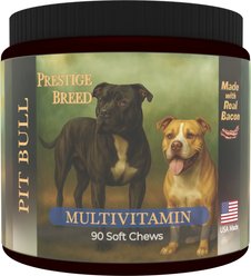 Prestige Breed Pit Bull Multivitamins Digestive Health Bacon Flavored Supplement for Dogs, 90 count