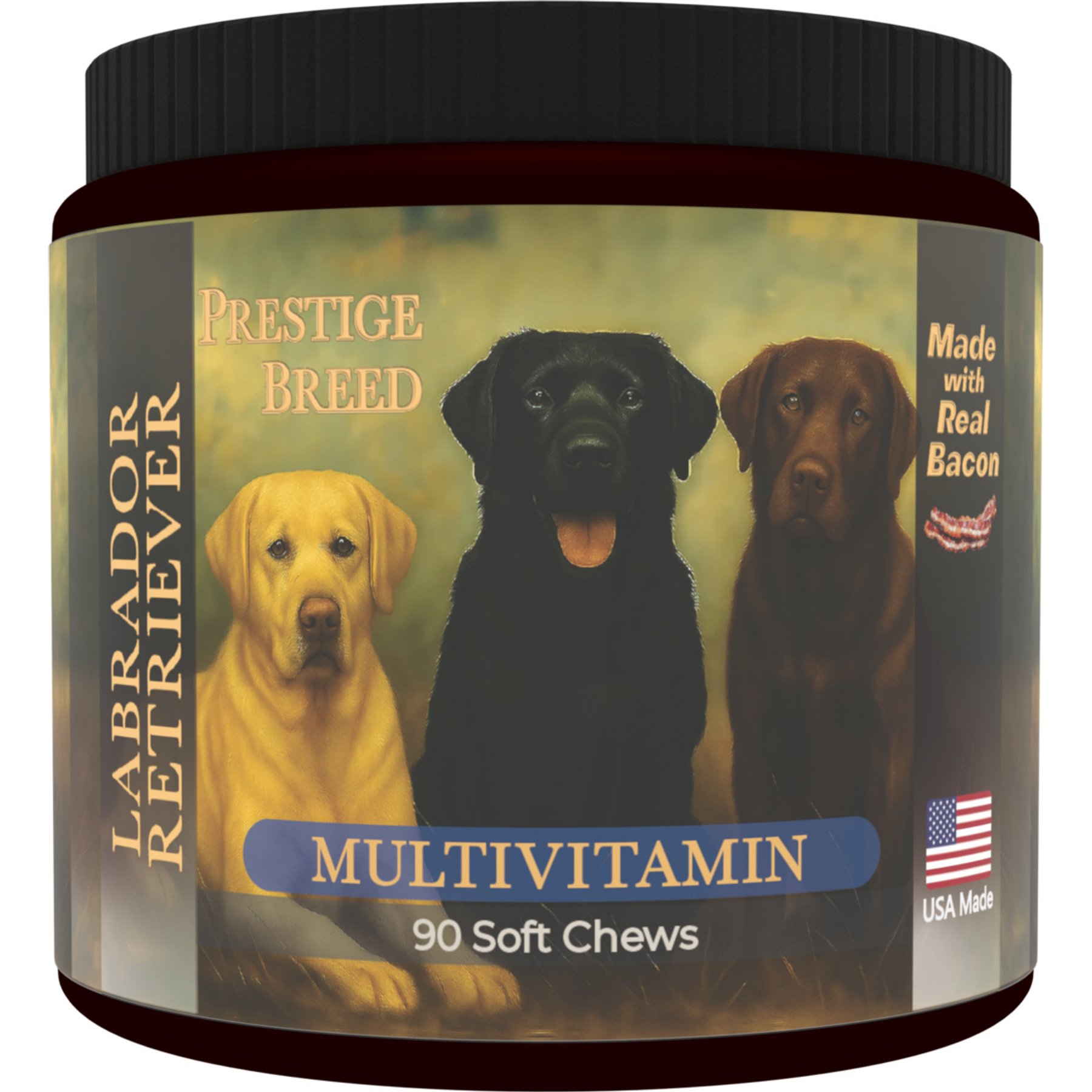 Prestige Breed Labrador Multivitamins Digestive Health Bacon Flavored Supplement for Dogs, 90 count