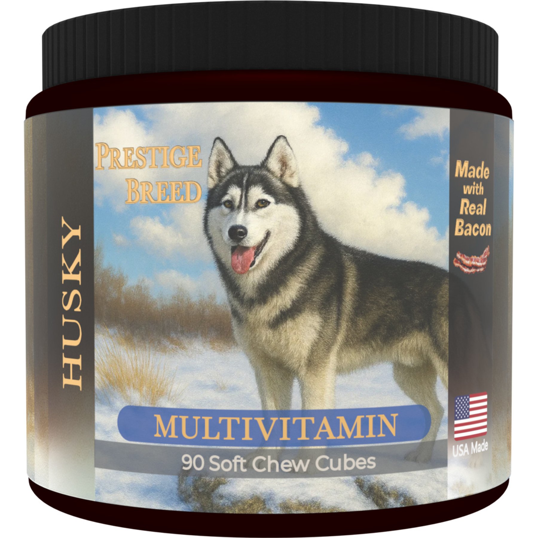 Prestige Breed Husky Multivitamins Digestive Health Bacon Flavored Supplement for Dogs, 90 count