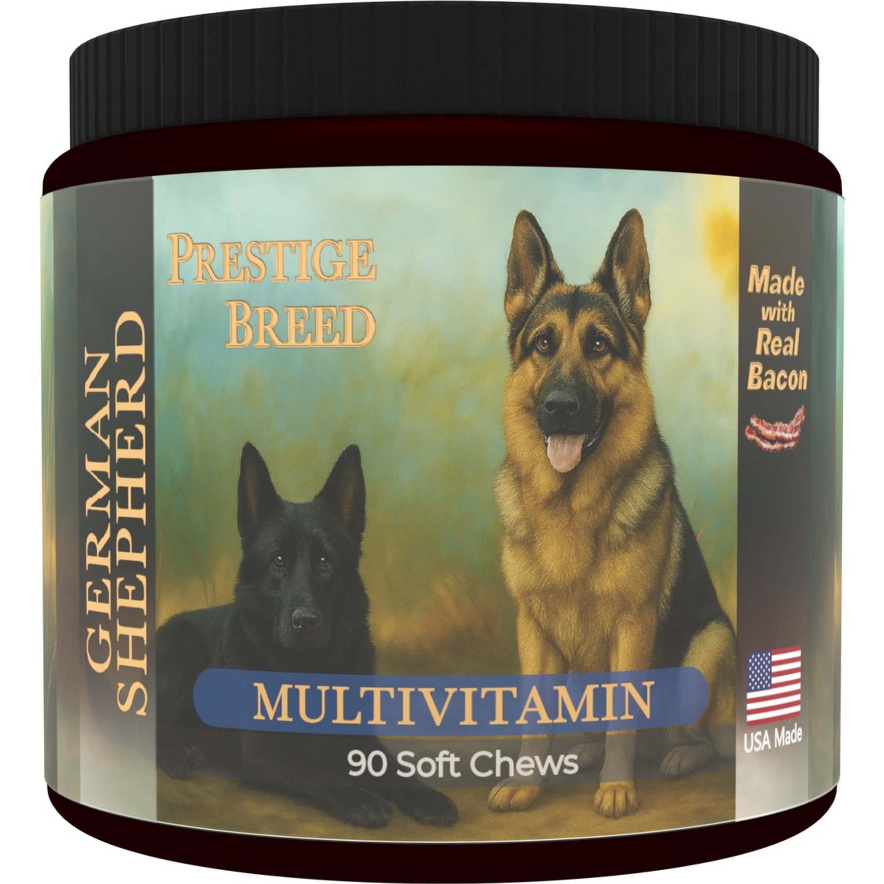 Prestige Breed German Shepherd Multivitamins Digestive Health Bacon Flavored Supplement for Dogs, 90 count