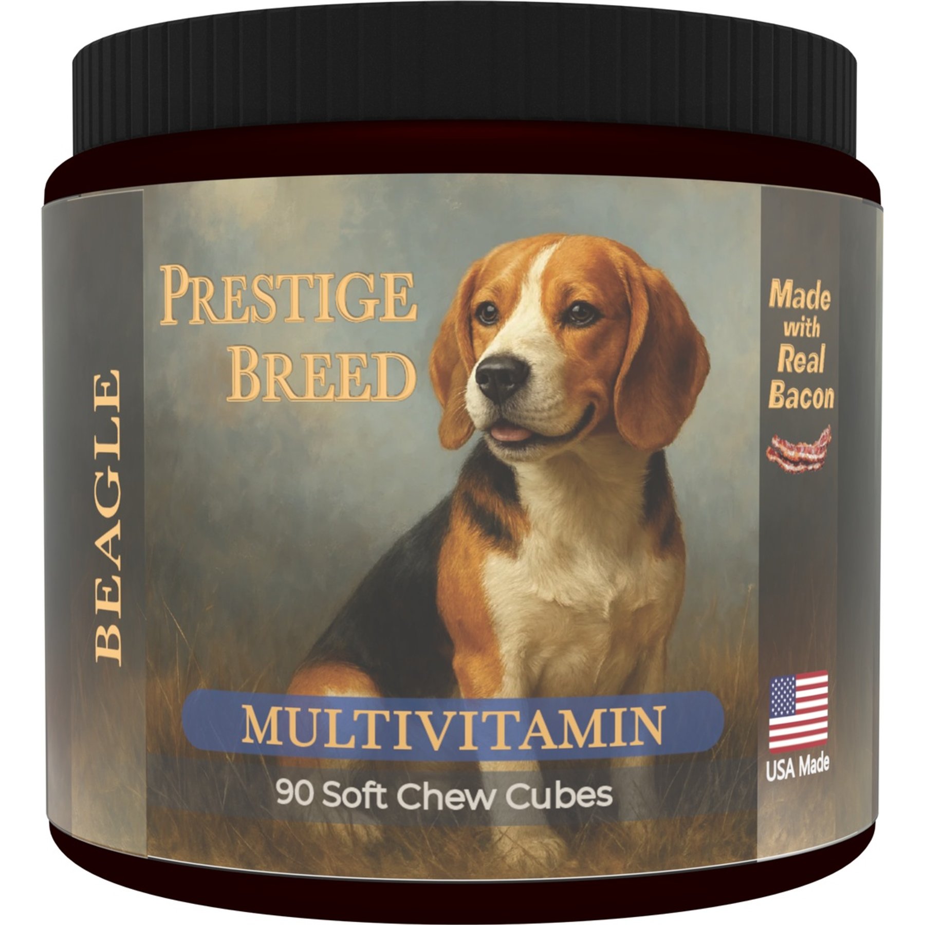 Prestige Breed Beagle Multivitamins Digestive Health Bacon Flavored Supplement for Dogs, 90 count