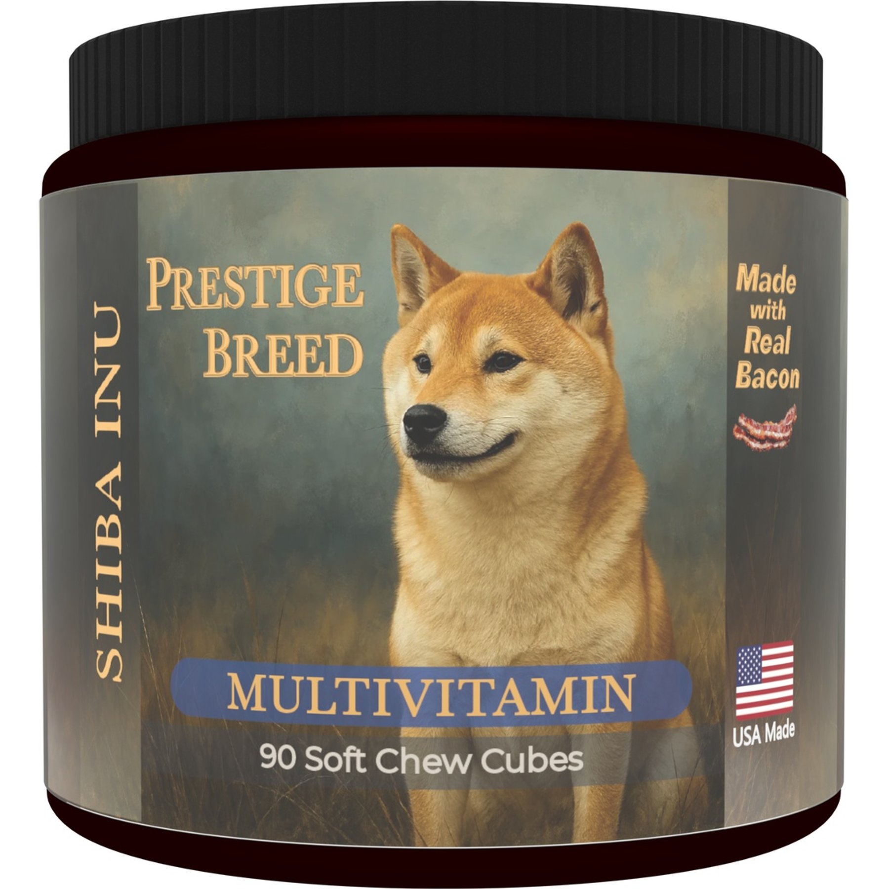 Prestige Breed Shiba Inu Multivitamins Digestive Health Bacon Flavored Supplement for Dogs, 90 count