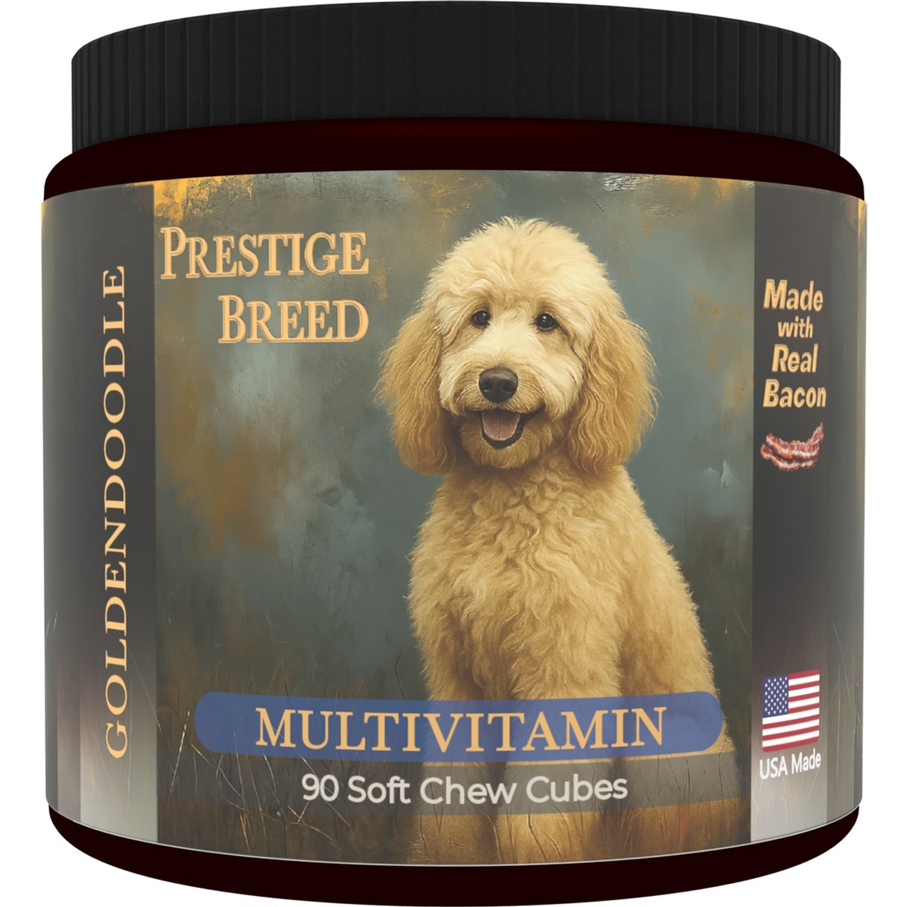 Prestige Breed Goldendoodle Multivitamins Digestive Health Bacon Flavored Supplement for Dogs, 90 count