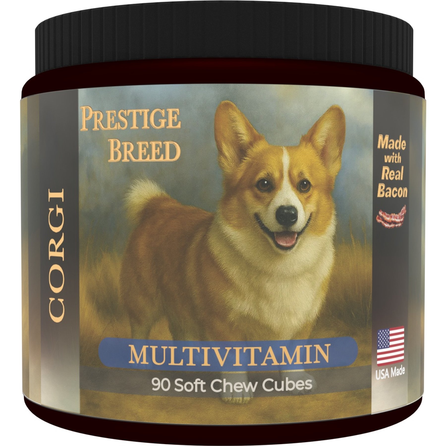 Prestige Breed Corgi Multivitamins Digestive Health Bacon Flavored Supplement for Dogs, 90 count