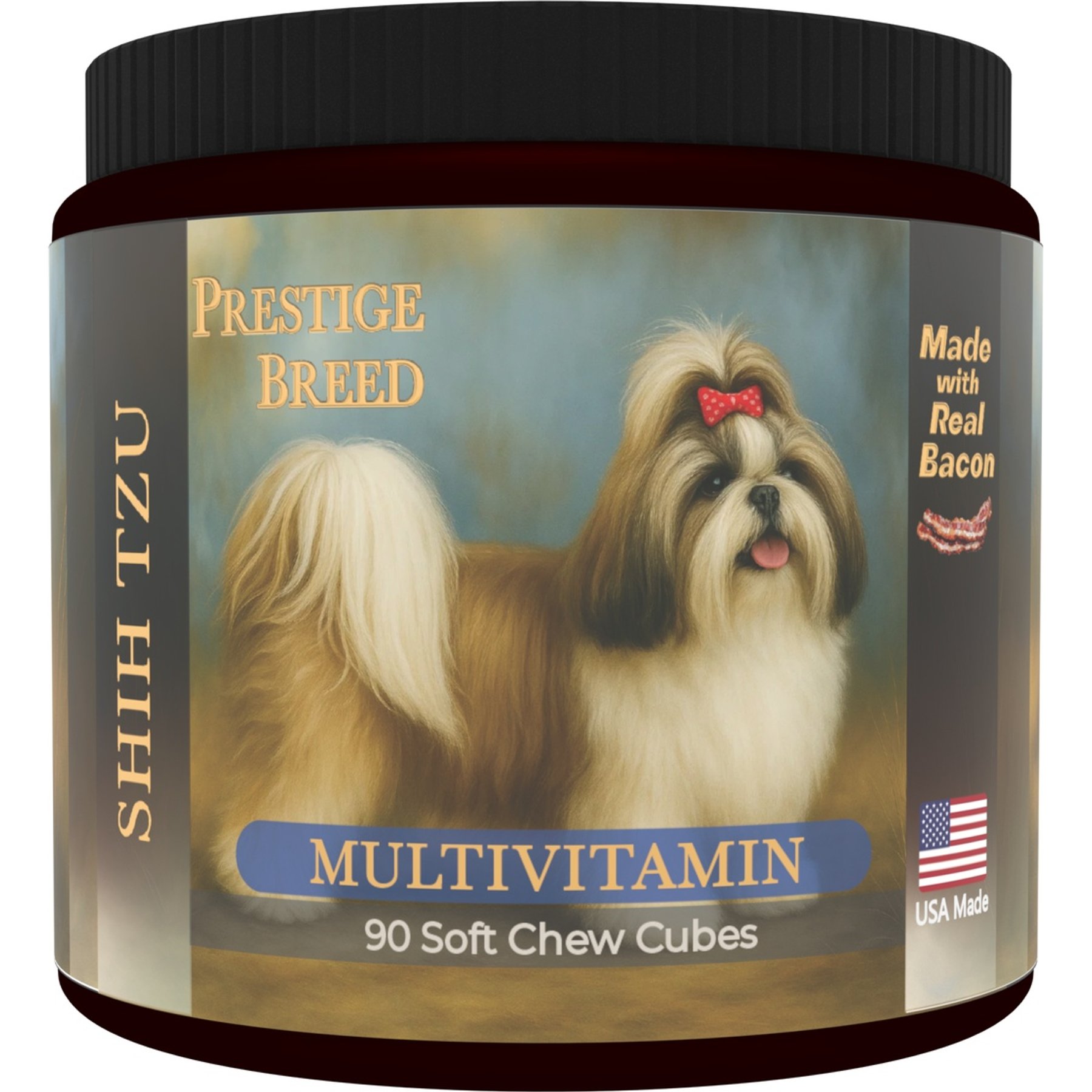 Prestige Breed Shih Tzu Multivitamins Digestive Health Bacon Flavored Supplement for Dogs, 90 count