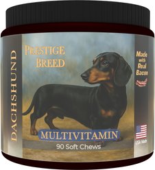 Prestige Breed Dachshund Multivitamins Digestive Health Bacon Flavored Supplement for Dogs, 90 count