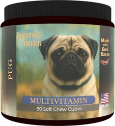 Prestige Breed Pug Multivitamins Digestive Health Bacon Flavored Supplement for Dogs, 90 count