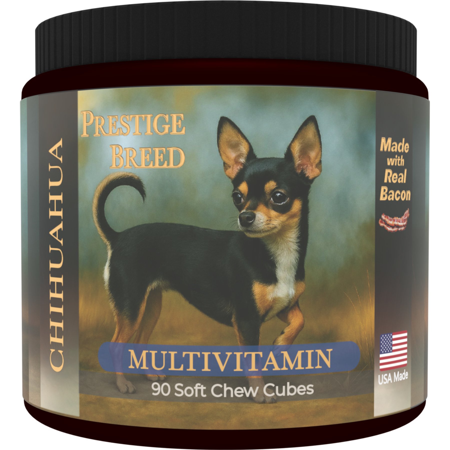 Prestige Breed Chihuahua Multivitamins Digestive Health Bacon Flavored Supplement for Dogs, 90 count